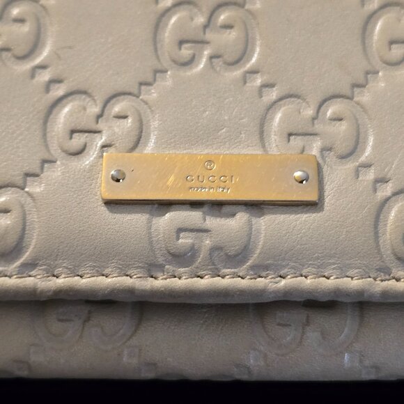 *GUCCI* Authentic GG Signature Leather Wallet w/Gold Name Plate Single Fold/Snap - Picture 6 of 16